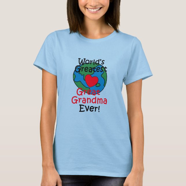 World’s Greatest Great Grandma Heart T-Shirt (Front)