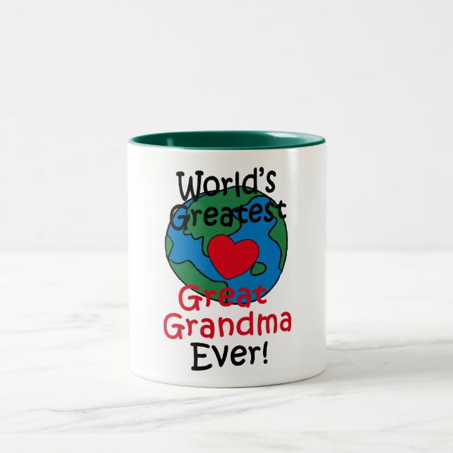 World’s Greatest Great Grandma Heart Two-Tone Coffee Mug (Center)