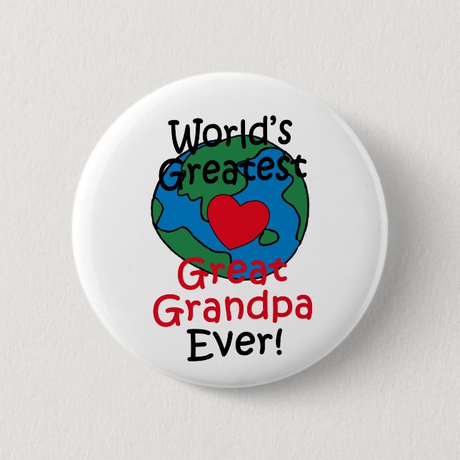 World’s Greatest Great Grandpa Heart Button (Front)