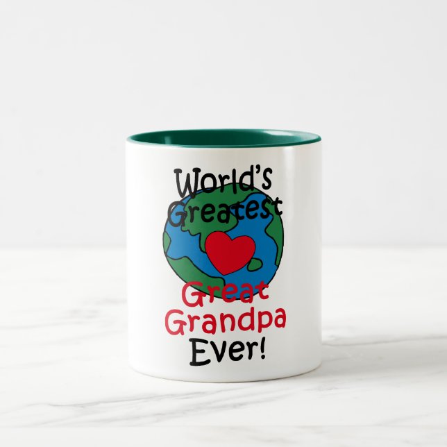 World’s Greatest Great Grandpa Heart Two-Tone Coffee Mug (Center)