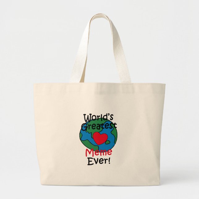 World’s Greatest Meme Heart Large Tote Bag (Front)