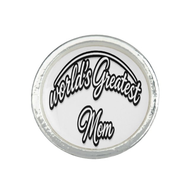 World’s Greatest Mom Elegant Cursive Design Ring (Front)