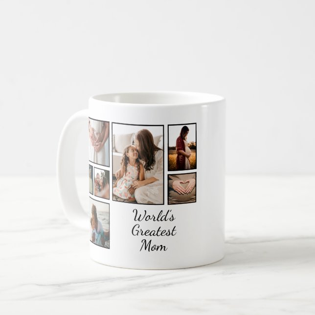 World’s Greatest Mom Family Child 7 Photo Collage Coffee Mug (Front Left)