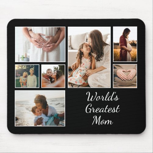Worlds Greatest Mom Family Child 7 Photo Collage Mouse Pad