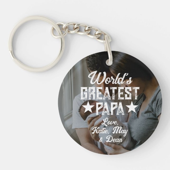 World’s Greatest Papa Photo Father’s Day Keychain (Front)