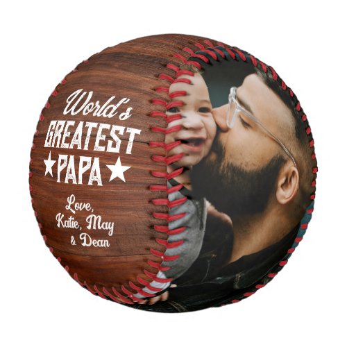 Worlds Greatest Papa Wood Photo Fathers Day Gift Baseball