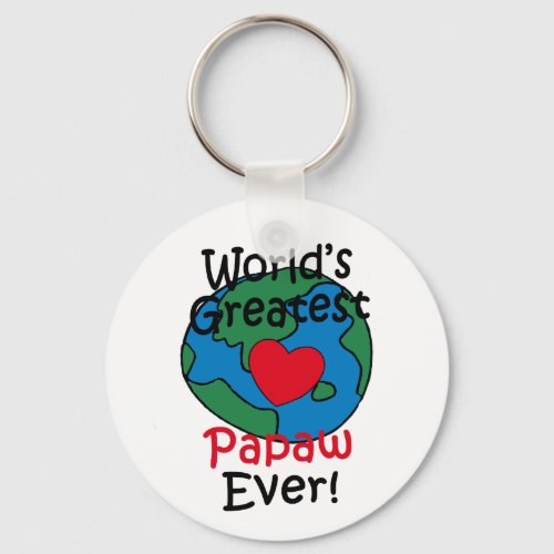 Worlds Greatest Papaw Heart Keychain