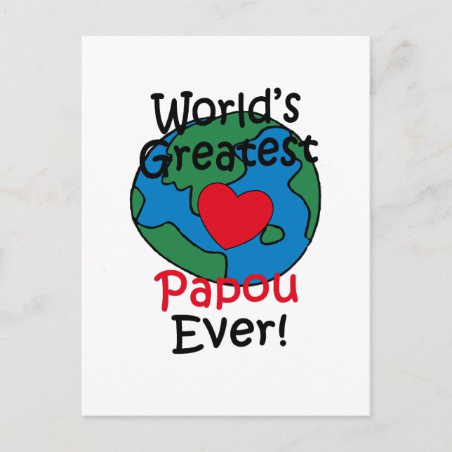 World’s Greatest Papou Heart Postcard (Front)