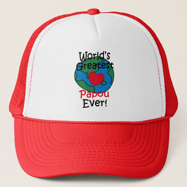 World’s Greatest Papou Heart Trucker Hat (Front)