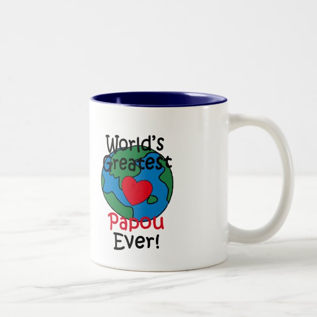 World’s Greatest Papou Heart Two-Tone Coffee Mug (Right)