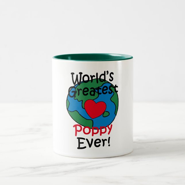 World’s Greatest Poppy Heart Two-Tone Coffee Mug (Center)