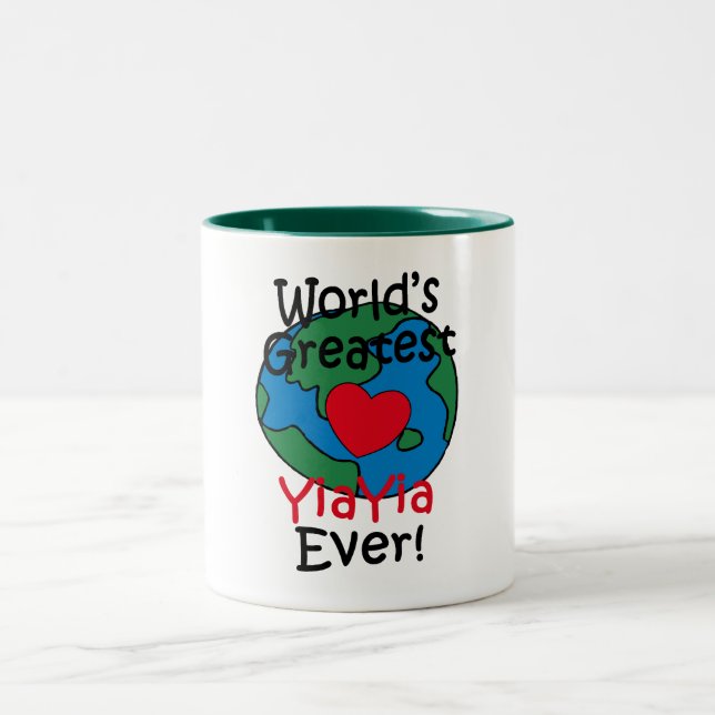 World’s Greatest YiaYia Heart Two-Tone Coffee Mug (Center)