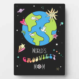 World’s Grooviest Mom Unique Hippie Retro Gift     Plaque