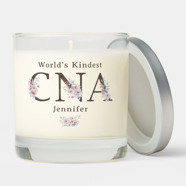 World’s Kindest CNA Floral Vanilla Scented Candle (Lid)
