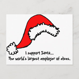 World’s Largest Employer of Elves — Funny Santa  Holiday Postcard