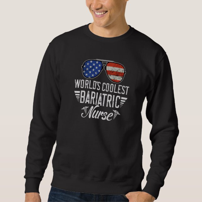 World´s Okayest Bariatric Nurse American Flag Patr Sweatshirt (Front)