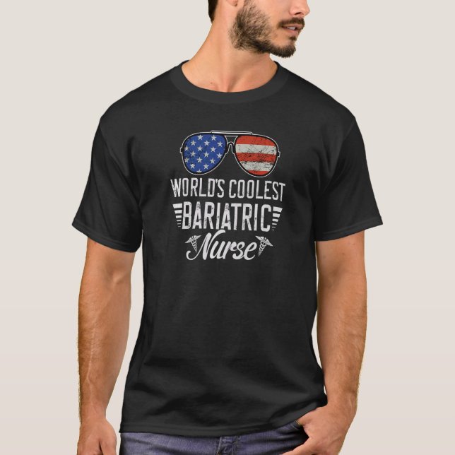 World´s Okayest Bariatric Nurse American Flag Patr T-Shirt (Front)