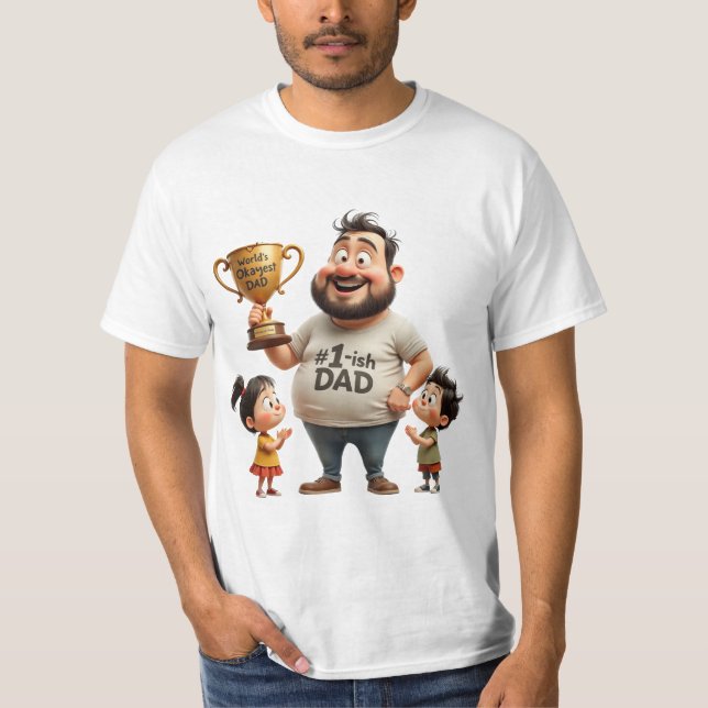 World’s Okayest Dad – Funny Cartoon Father’s Day  T-Shirt (Front)