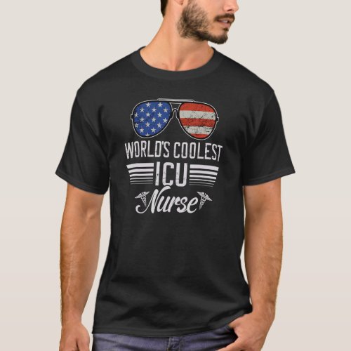 Worlds Okayest ICU Nurse American Flag Patriotic  T_Shirt
