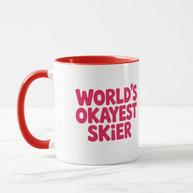 World’s Okayest Skier Funny Ski Mug (Left)