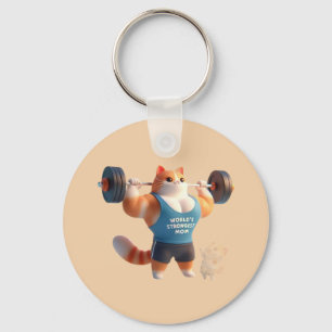 World’s Strongest Mom Cat Keychain
