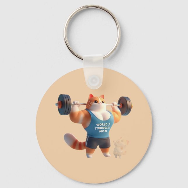 World’s Strongest Mom Cat Keychain (Front)