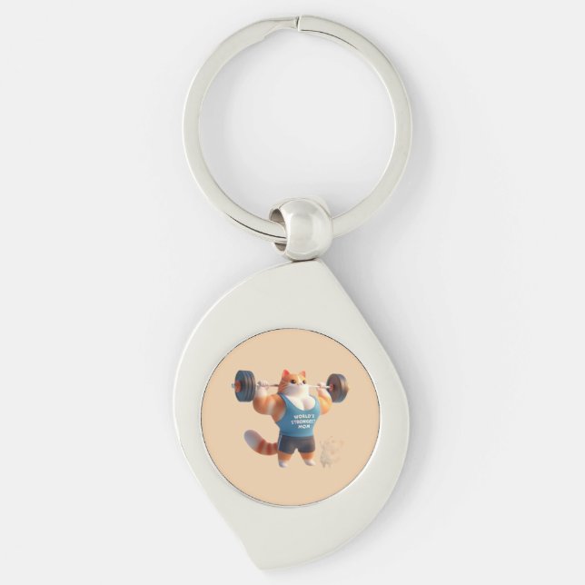 World’s Strongest Mom Cat Keychain (Front)