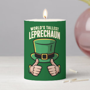 World’s Tallest Leprechaun Funny Irish Humor  Pillar Candle