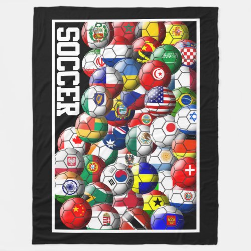 World Soccer Balls Fleece Blanket