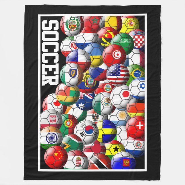 World Soccer Balls Fleece Blanket (Front)