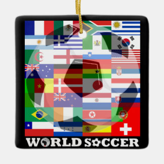 World Soccer Flags Field  Square Ornament