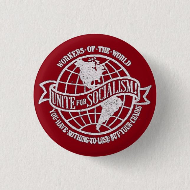 World Socialist Party of the United States red Pinback Button (Front)