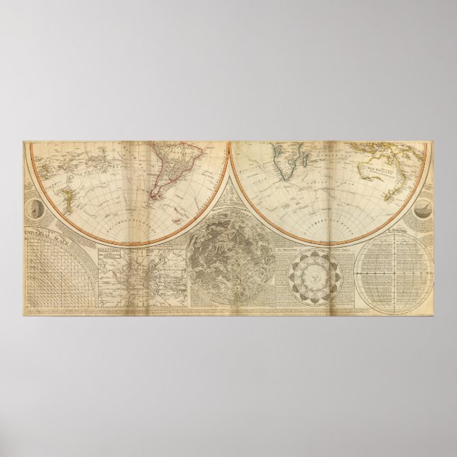 World south hemisphere map poster (Front)