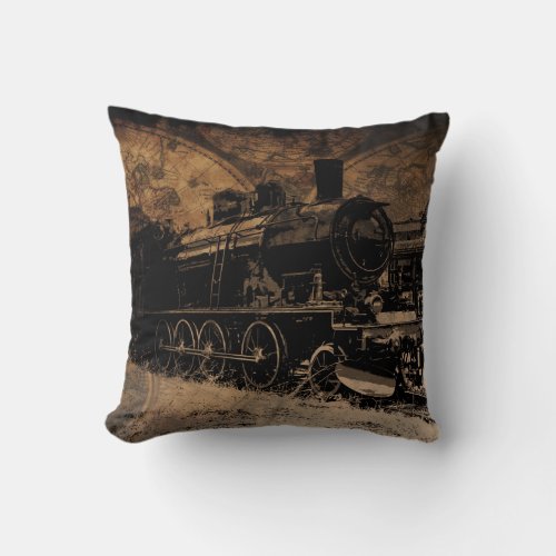 World Steam Travel _ Steam Train   Throw Pillow