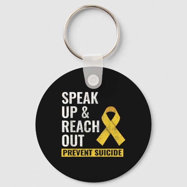 World Suicide Prevention Awareness Day Yellow Ribb Keychain (Front)