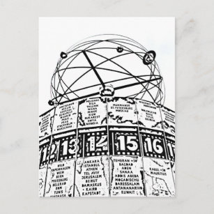 World Time Clock,Alexanderplatz,Berlin,Sketch(1) Postcard