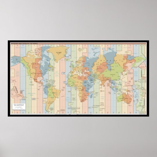world time zone map poster zazzlecom