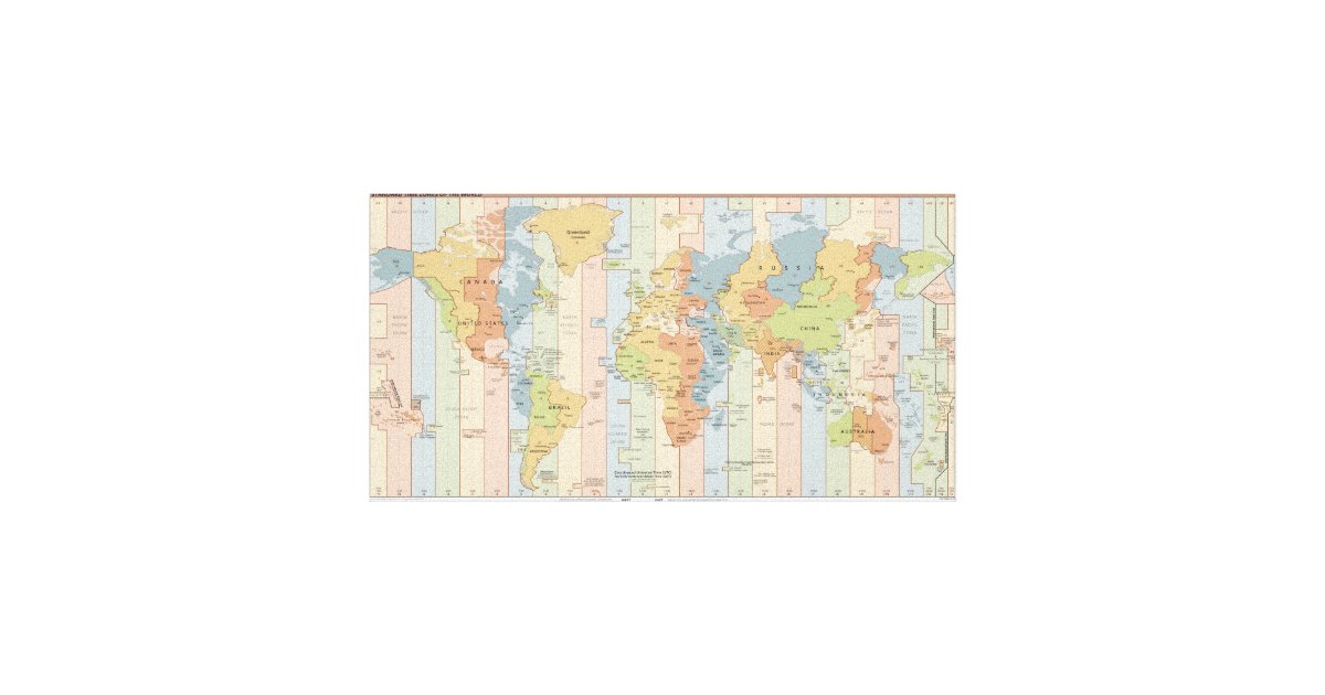 World Time Zones Map Canvas Print Zazzle