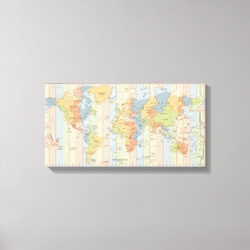 World Time Zones Map Canvas Print