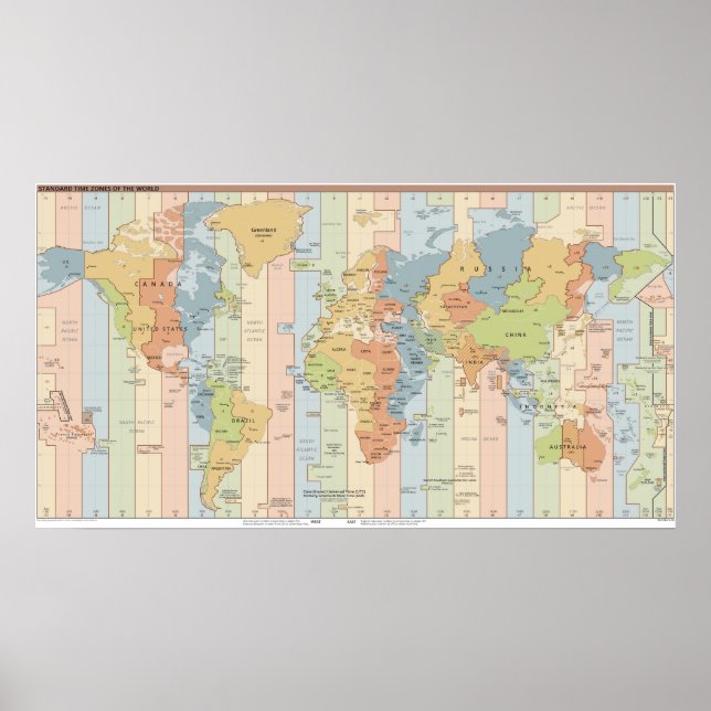 World Time Zones Map Poster (Front)