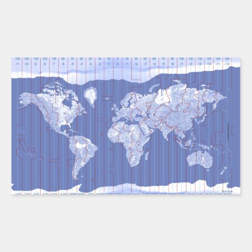World Time Zones Map Rectangular Sticker