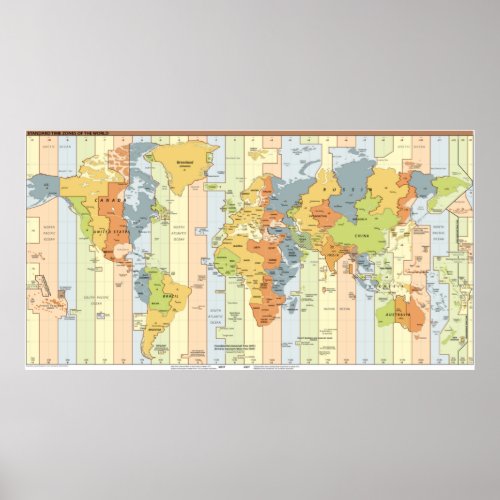 World Time Zones Poster