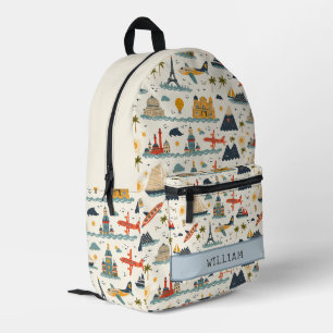 World Tour And Travel Kids Back To School Printed Backpack