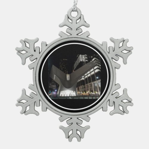 World Trade Center Transportation Hub 4 Snowflake Pewter Christmas Ornament