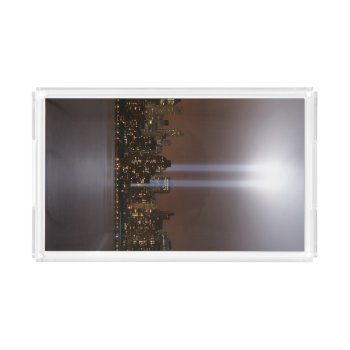 World Trade Center Tribute In Light In New York. Acrylic Tray by iconicnewyork at Zazzle
