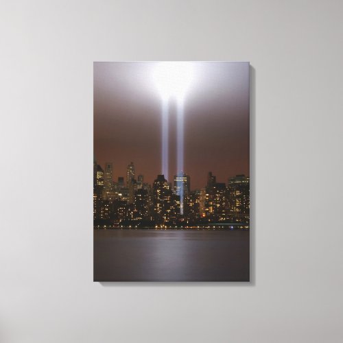 World trade center tribute in light in New York Canvas Print