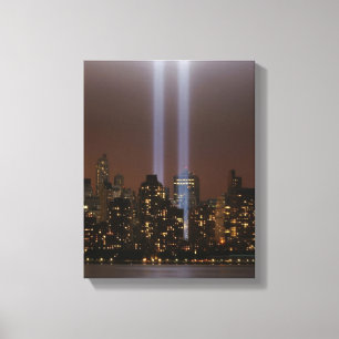 World trade center tribute in light in New York. Canvas Print