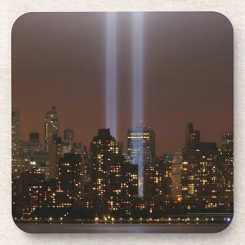 World Trade Center Tribute In Light In New York. Coaster by iconicnewyork at Zazzle