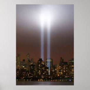 World trade center tribute in light in New York. Poster
