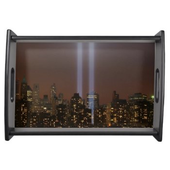 World Trade Center Tribute In Light In New York. Serving Tray by iconicnewyork at Zazzle